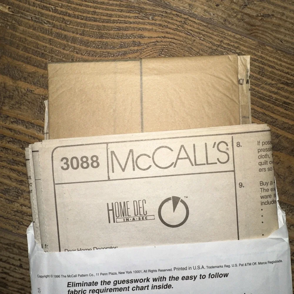 McCall's Sewing Pattern OS Multicolor Window Treatments Home Decor 3088 1996